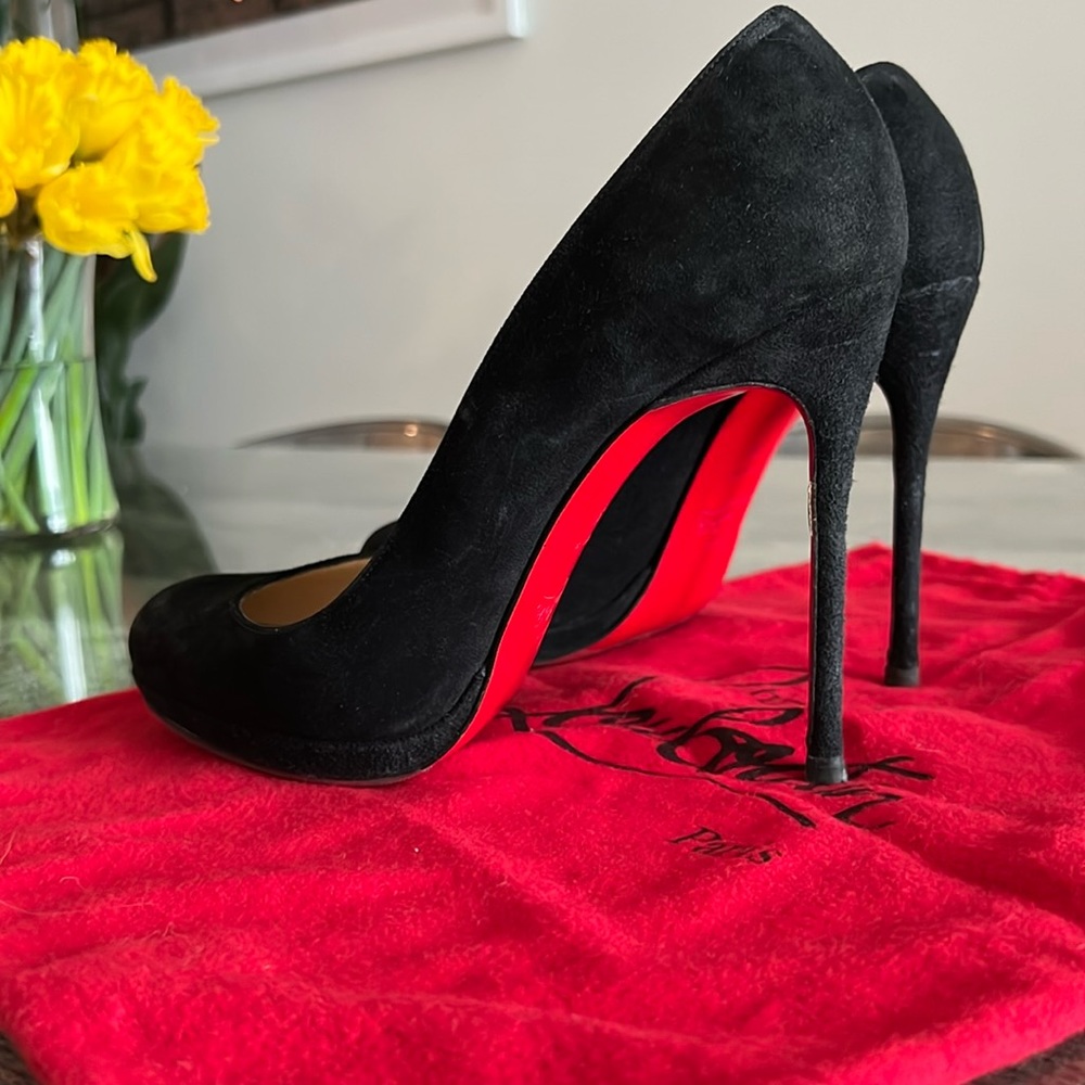 Christian Louboutin 110mm heel black suede pumps size 39